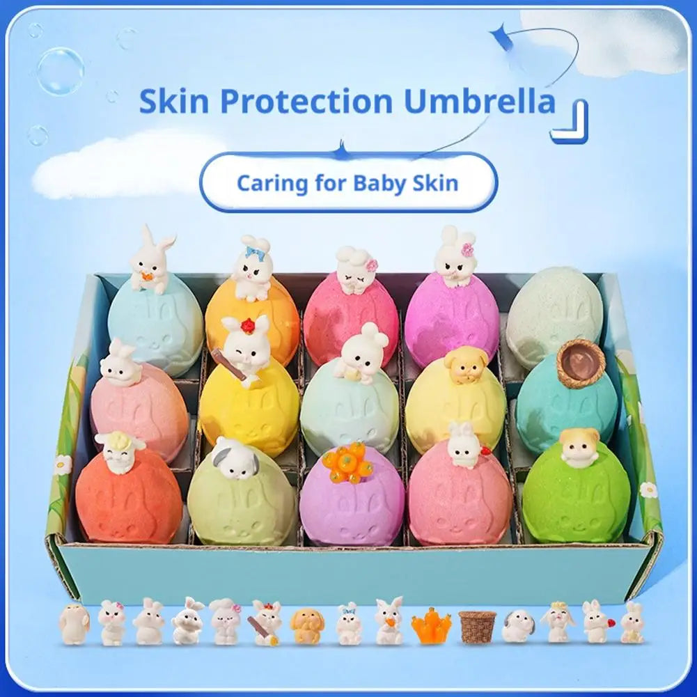 15Pcs/Set Handmade Bubble Bath Bombs Gift Set With Sea Animal Toys Fizzy Bath Salt Balls Gentle Non Irritating For Kids Daily