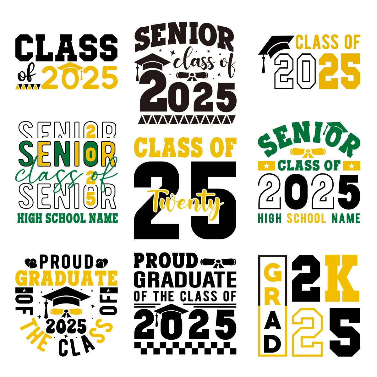 9pcs Set Graduation Season 2025 Greetings Uv Cup Wraps Transfer Sticker For Glass Can Bottle Gift Decoration Sticker Students