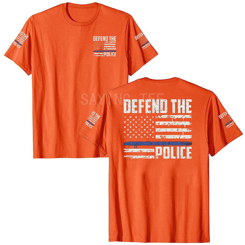 American Flag T-Shirt Men July 4th Patriotic USA Stars and Stripes Tee Defend The Police Sayings Graphic Tee Tops Men Clothing