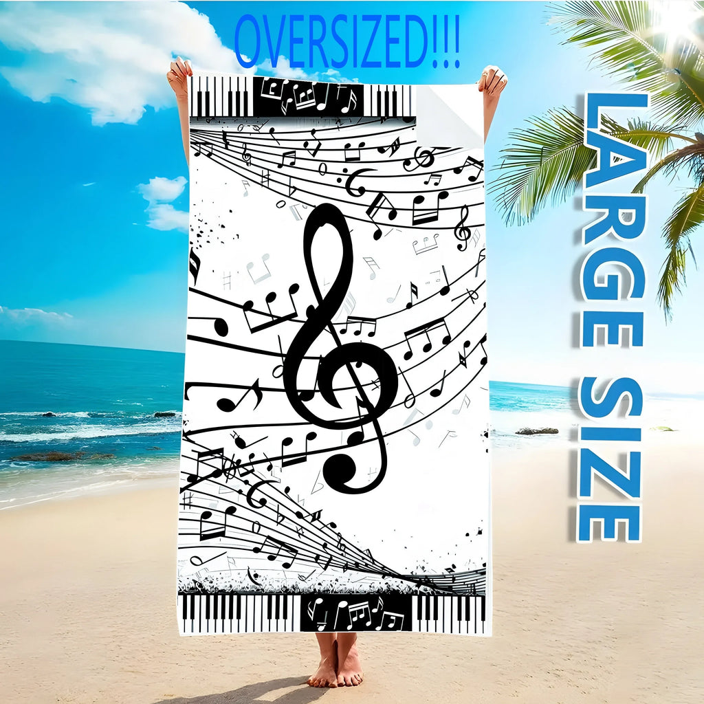 Music-Themed Beach Towel: Ideal for Beach & Music Lovers Suitable for towels, bath towels, beach towels