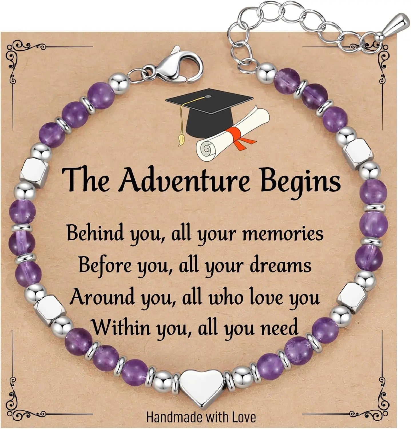 2026 Graduation Bracelet Gift for Her Graduation Bracelets for Women Girls Middle High School College Graduates Meaningful Cards