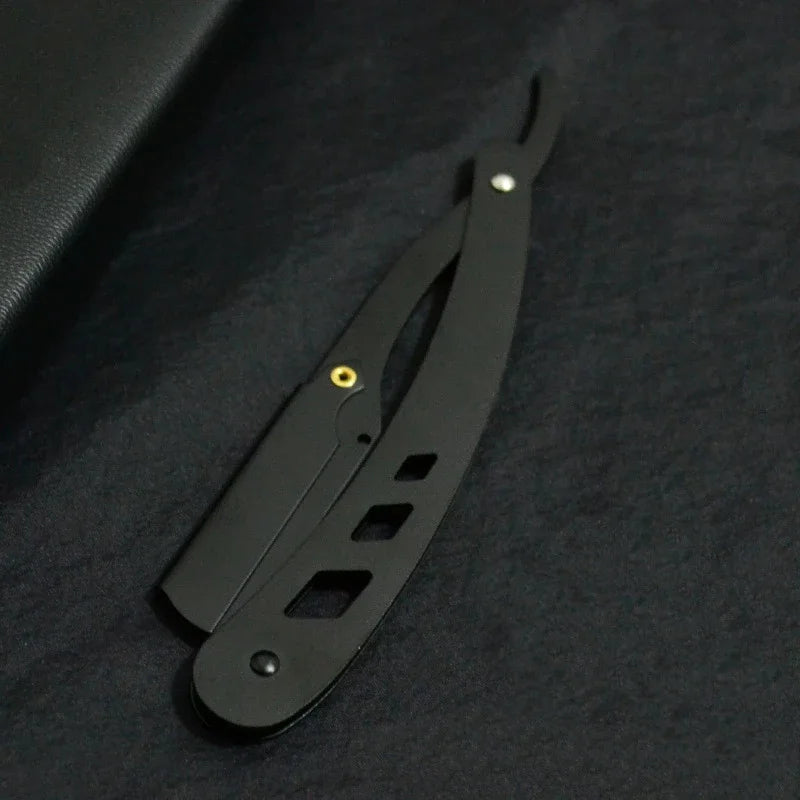 1Pcs Men Shaving Barber Tools Hair Razor and Blades Antique Black Folding Shaving Knife Unisex Hair Removal (Without Blade)