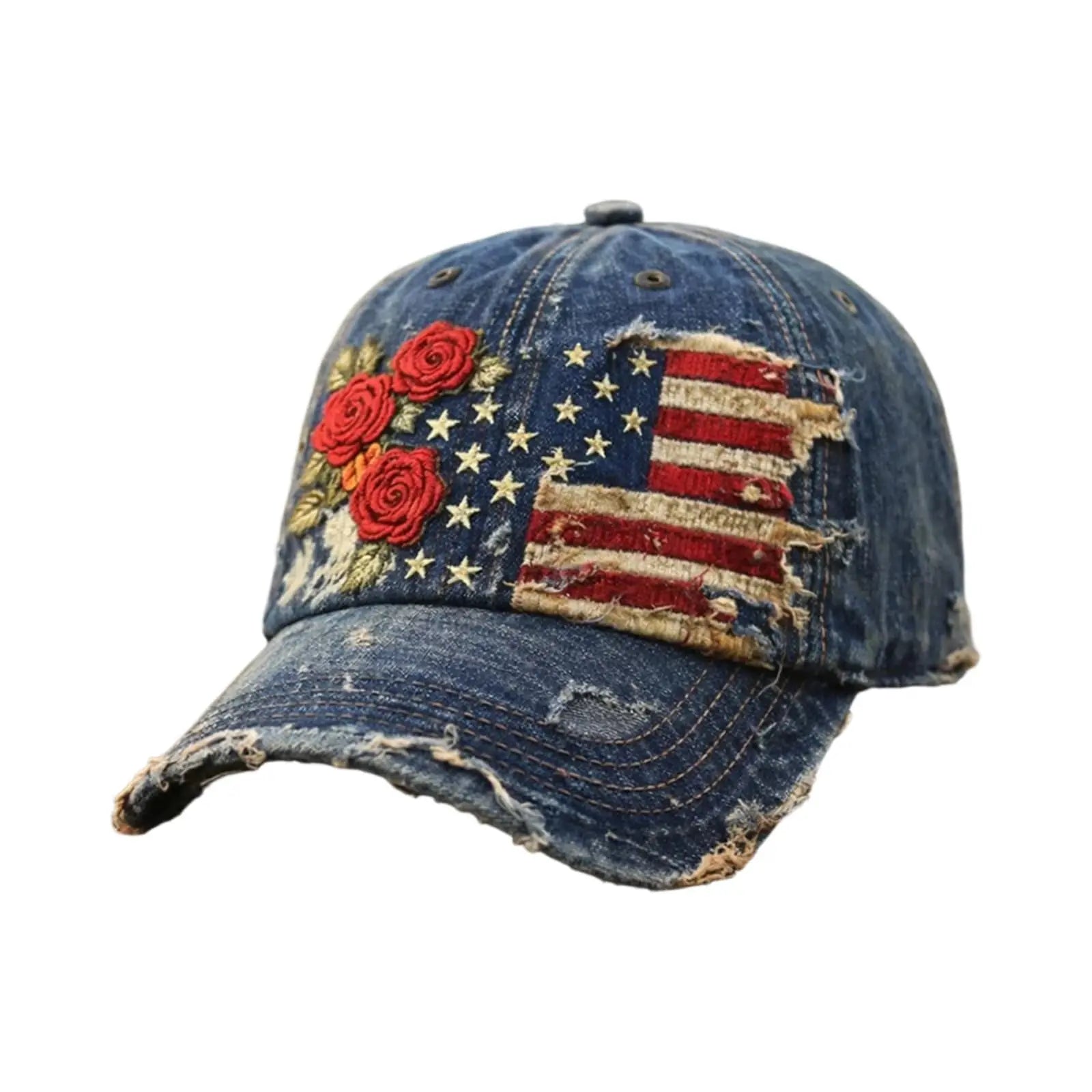 USA Patriotic Baseball Cap 1776-2026 250th Anniversary Vintage Floral Embroidered Unisex Hat for Fourth of July