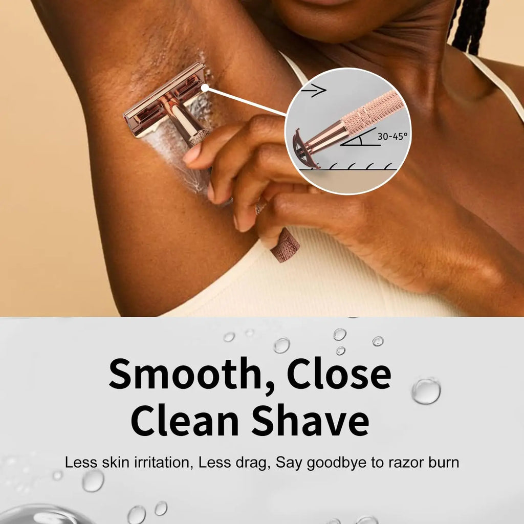 Double Edge Safety Razor for Women, with 10 pcs Safety Razor Blades Single Blade Razor Reusable Travel Essentials Women Razor