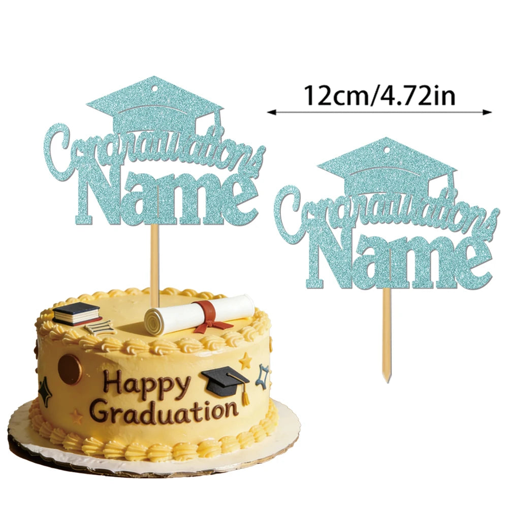 Personalized graduation cake decorations, customizable with your name, are the perfect choice for your 2026 graduation party.