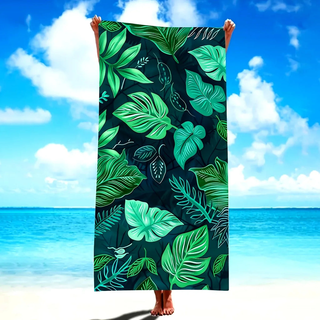 Island Vibes: Tropical Leaf-Print Beach Towel for Ultimate Relaxation! Suitable for towels, bath towels, beach towels