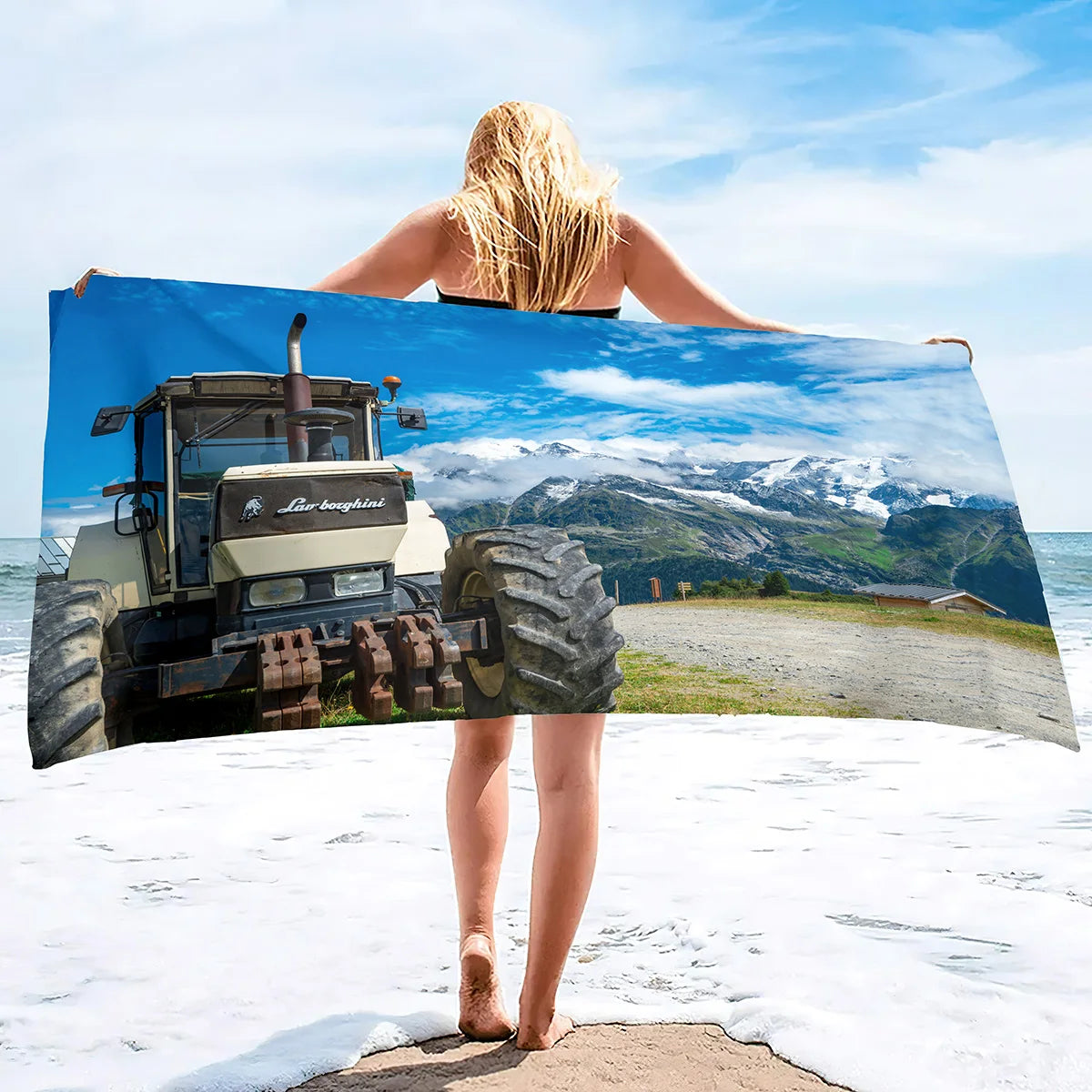 Microfiber Tractor Beach Towel, Sand Free Agricultural Vehicle Beach Towels Oversized, Quick Dry Soft Bath Towels for Sports