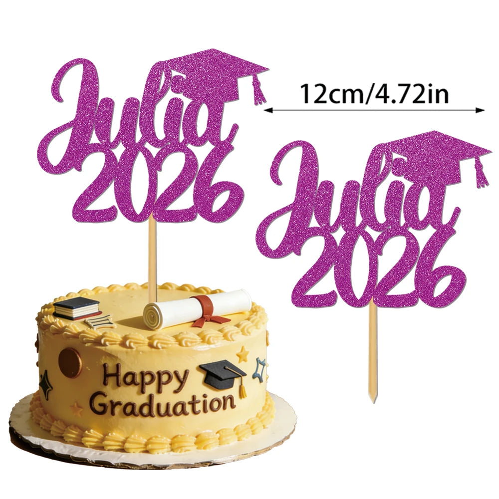 1pcs Customized graduation cake decorations for the Class of 2026, with customizable names, perfect for graduation parties decor