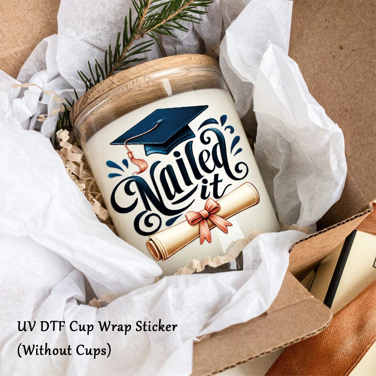 9pcs Set Graduation Season 2025 Greetings Uv Cup Wraps Transfer Sticker For Glass Can Bottle Gift Decoration Sticker Students