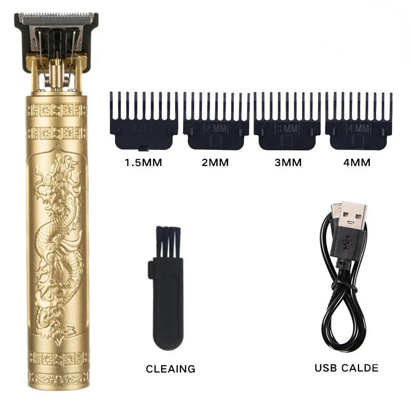 Haircut Razor for Men Rechargeable Clipper Shaver Adult Electric Vintage Clipperrazor Home USB Charging Barber Shop Black Dragon