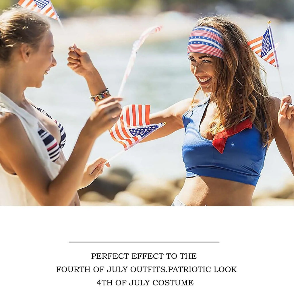 American Flag Headbands Women 4th of July Head Band Wide Turban Headwrap Red White and Blue Hairbands USA Patriotic Accessories
