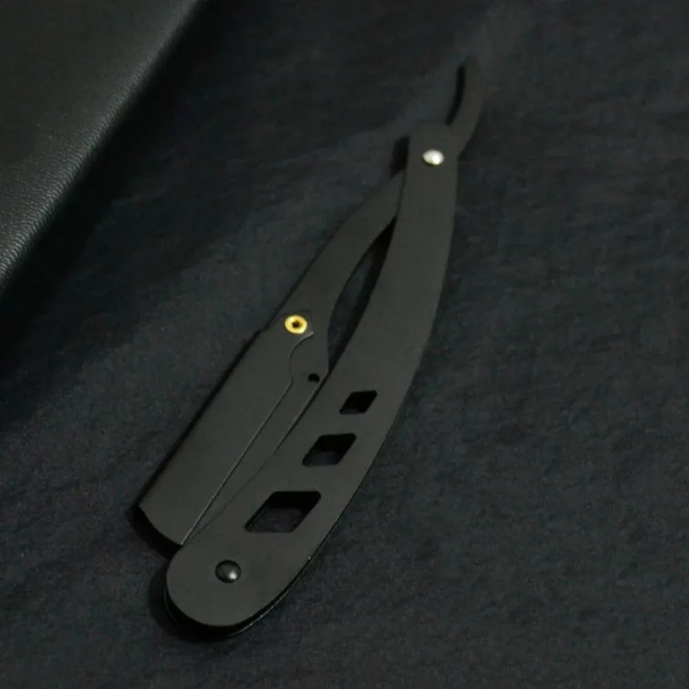 1Pcs Men Shaving Barber Tools Hair Razor and Blades Antique Black Folding Shaving Knife Unisex Hair Removal (Without Blade)