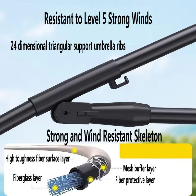 New Version Fishing Umbrella with Mechanical Arm Adjustment Big Beach Umbrella Outdoor Sunshade Protector 2.4-2.6M Large Parasol