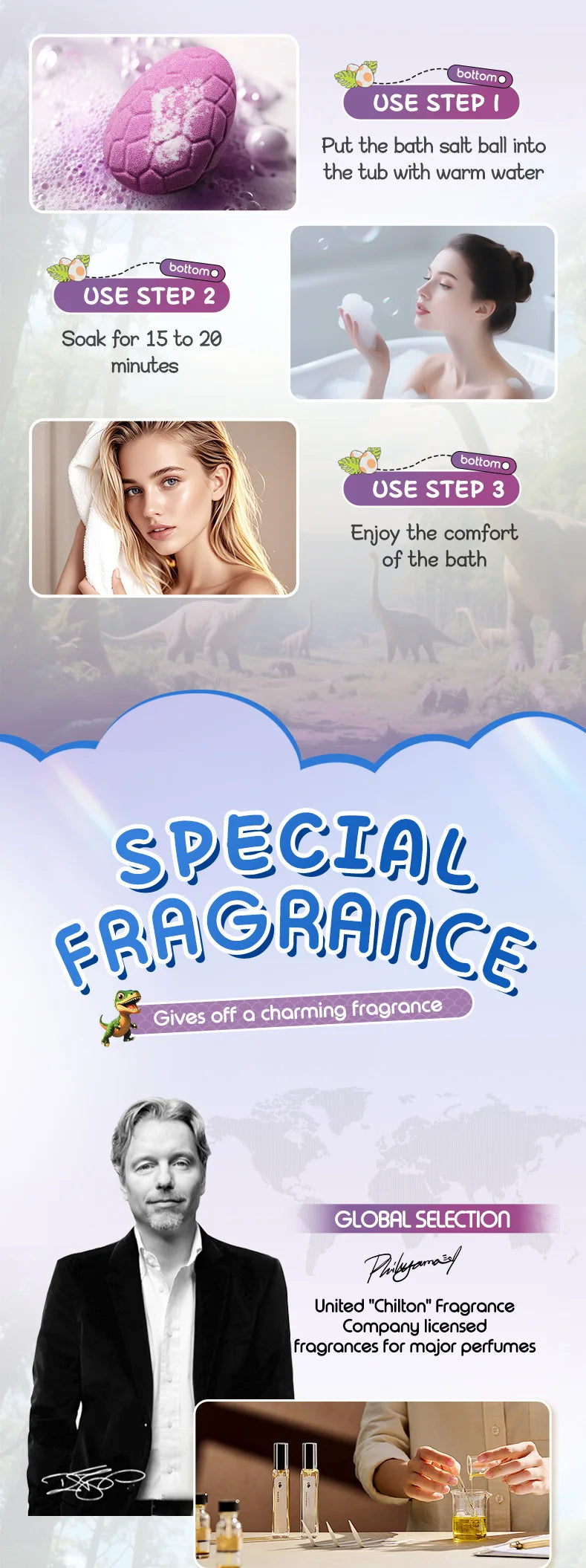 100gx6pcs Dinosaur Egg Shaped Bath Bombs Fruit and Flower Scented Bubble Bath Moisturizing Bath Bombs Festival Gifts