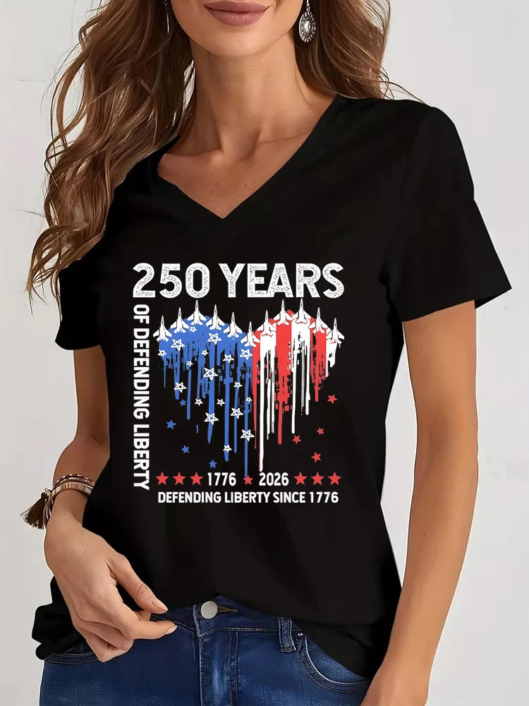 Fourth of July Shirt for Women 250th America Anniversary TShirt USA Flag Heart Design Graphic Tee Top Gift T-shirts