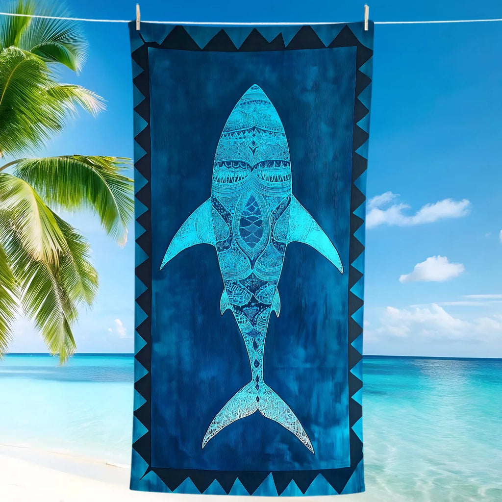 Exquisite Shark-Patterned Beach Towel for Summer Fun! Suitable for towels, bath towels, beach towels