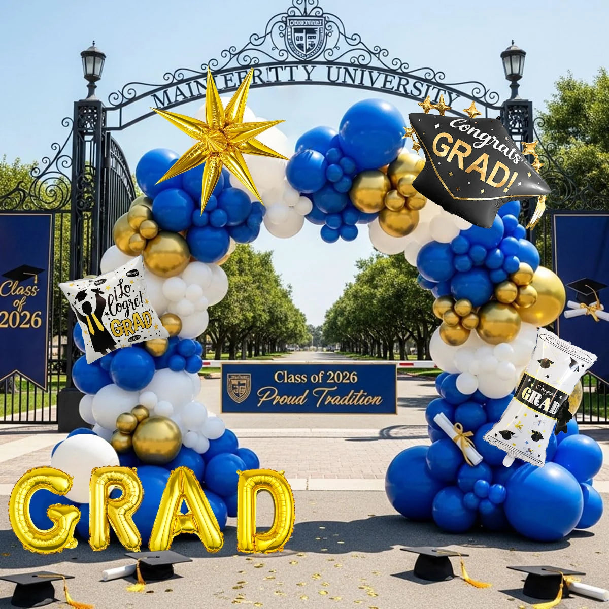 110pcs Graduation Balloon Arch Kit,Class of 2026 Prom,Celebration,Graduation Decorations;Graduation Season Photo Backdrop Decor
