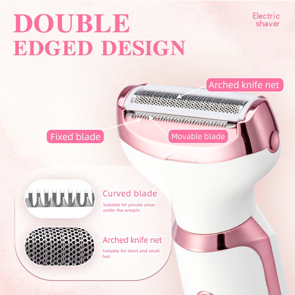 4 In 1 Electric Lady Shaver, Body Hair Removal Epilator, Painless Cordless Trimmer Razor, Gifts For Women