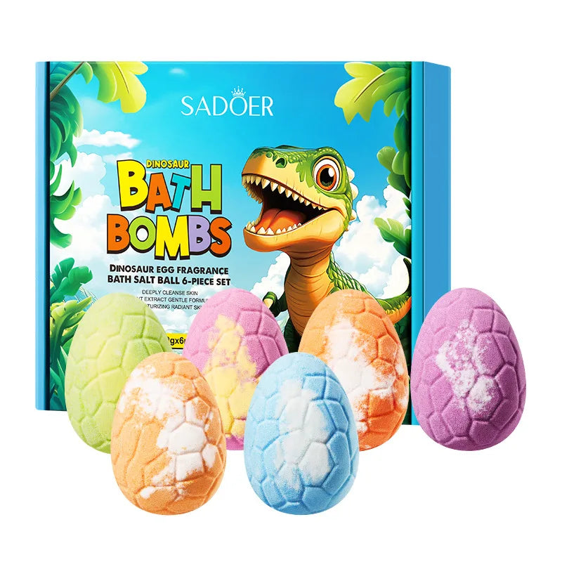 100gx6pcs Dinosaur Egg Shaped Bath Bombs Fruit and Flower Scented Bubble Bath Moisturizing Bath Bombs Festival Gifts