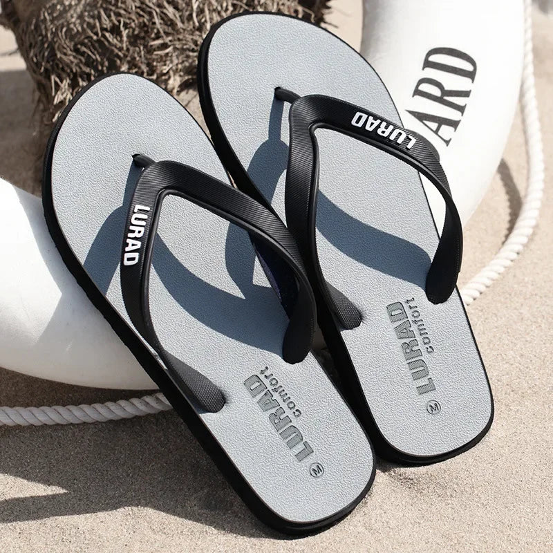 Men Flip Flops Summer Non-slip Outdoor Sandals Slippers Casual Rubber Beach Shoes Trend Wearproof Comfortable Fashion Antistatic
