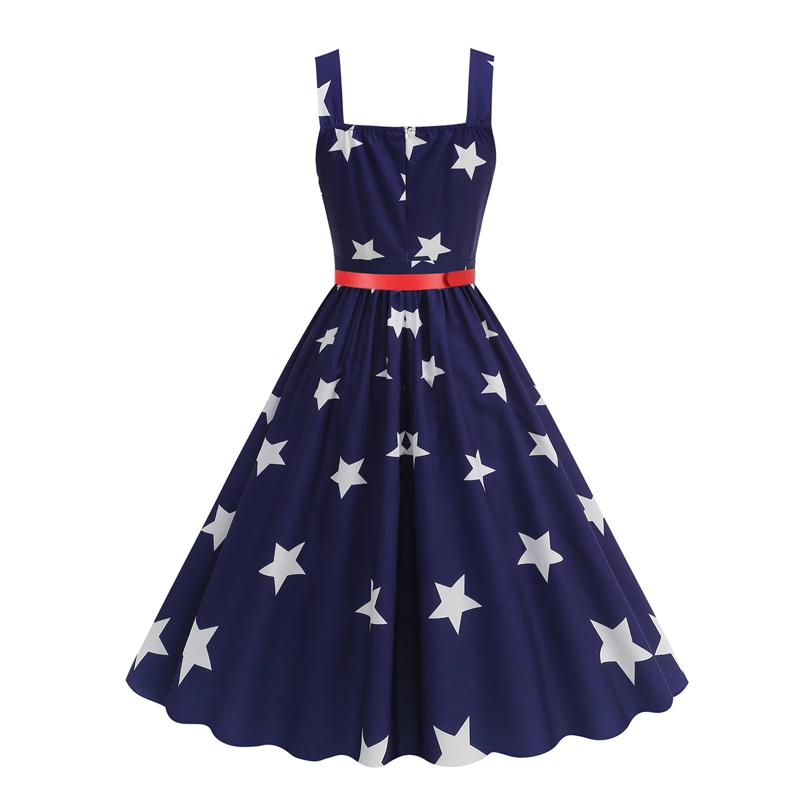 4th Of July Independence Day Dress For Women American Flag Patriotic Dresses Summer Beach Vacation Vintage Suspender Swing Dress