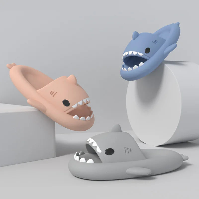 Cute Summer Shark Slippers Women Shark Slides Men Home Bathroom Sandals Kids Casual Anti-skid EVA Shoes Couple Funny Flip Flops