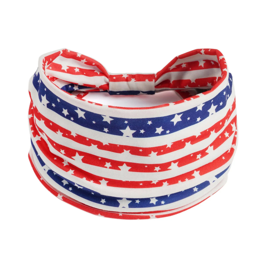 American Flag Headbands Women 4th of July Head Band Wide Turban Headwrap Red White and Blue Hairbands USA Patriotic Accessories