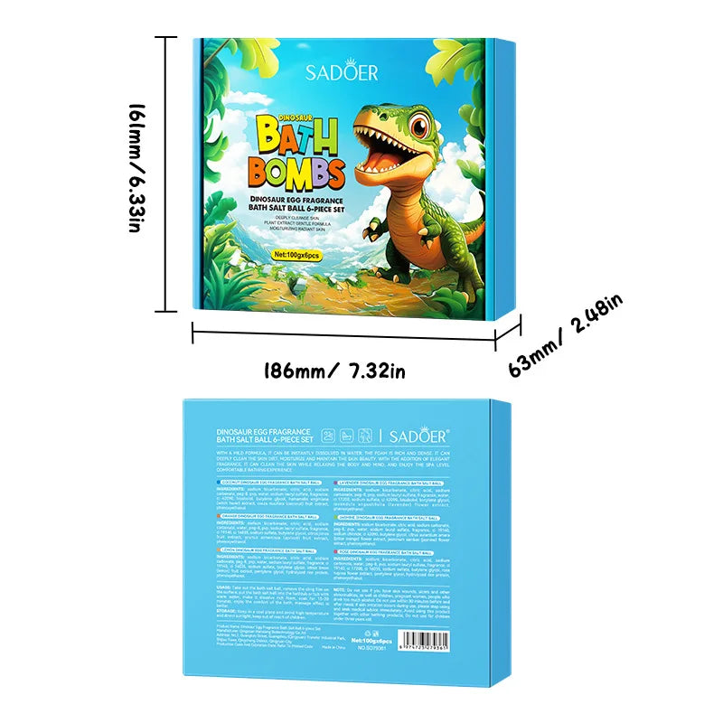 100gx6pcs Dinosaur Egg Shaped Bath Bombs Fruit and Flower Scented Bubble Bath Moisturizing Bath Bombs Festival Gifts