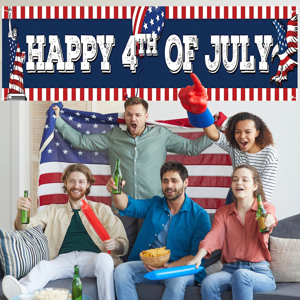 Happy 4th of July Banner, America Independence Day Banner,July 4th Decorations for Outside | 4th of July Party Decorations