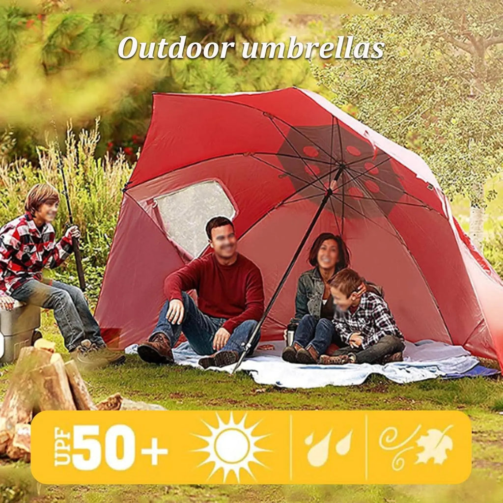 Windproof Beach Umbrella UPF 50+ With Sand Anchor & Tilt Portable Foldable Sunshade For Patio Garden Pool Backyard Lawn Outdoor