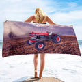 Microfiber Tractor Beach Towel, Sand Free Agricultural Vehicle Beach Towels Oversized, Quick Dry Soft Bath Towels for Sports