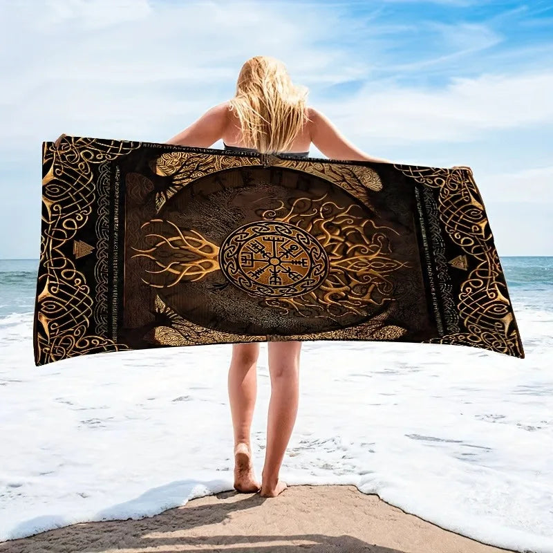 Viking Tree of Life Beach Towel: Unique Design for Stylish Beach Days Suitable for towels, bath towels, beach towels