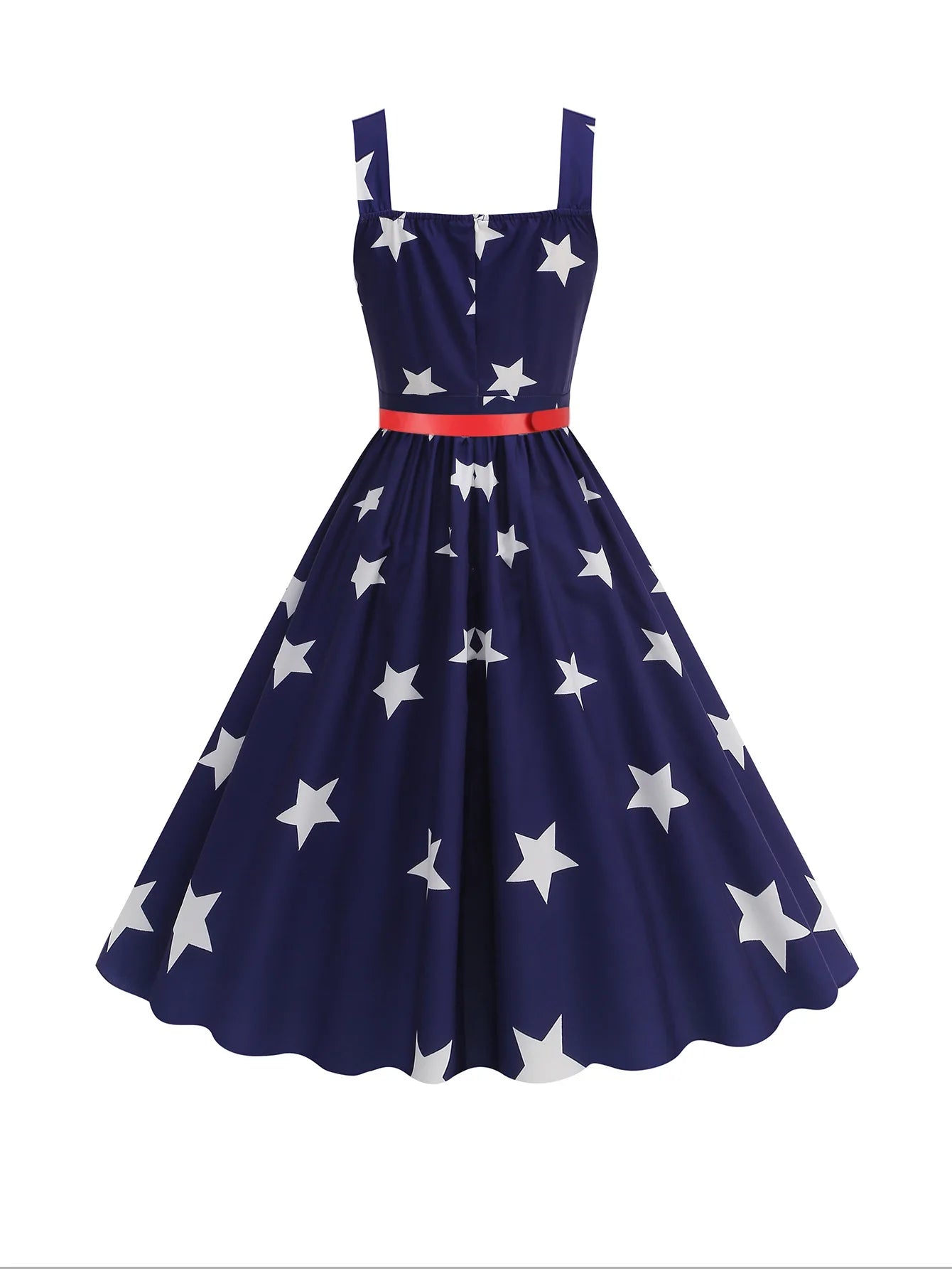 4th Of July Independence Day Dress For Women American Flag Patriotic Dresses Summer Beach Vacation Vintage Suspender Swing Dress