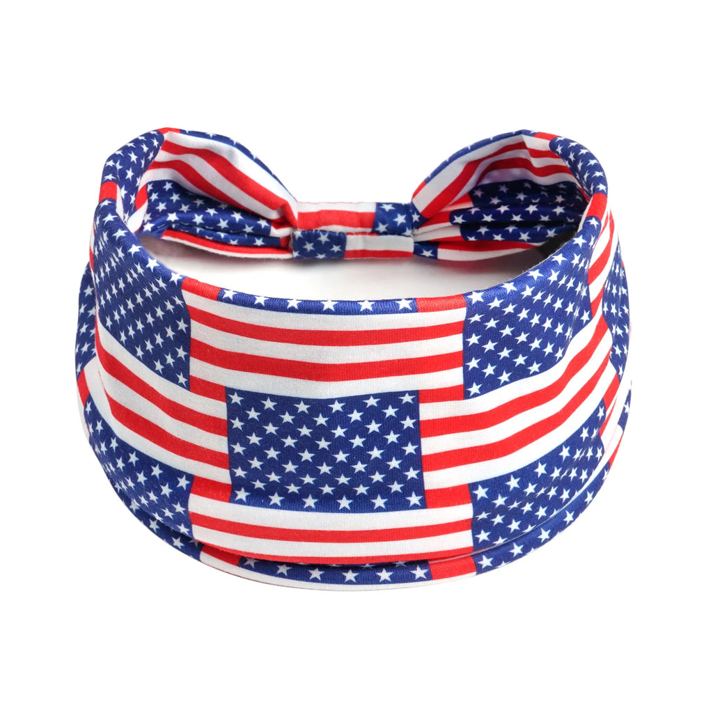 American Flag Headbands Women 4th of July Head Band Wide Turban Headwrap Red White and Blue Hairbands USA Patriotic Accessories