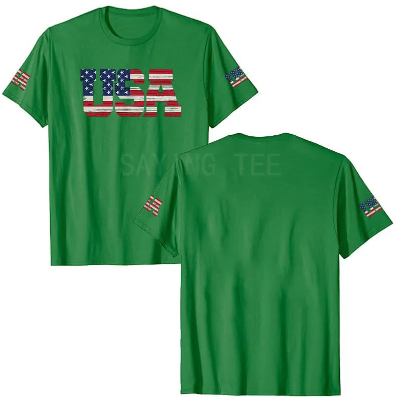 American Flag T-Shirt Men July 4th Patriotic USA Stars and Stripes Tee Defend The Police Sayings Graphic Tee Tops Men Clothing