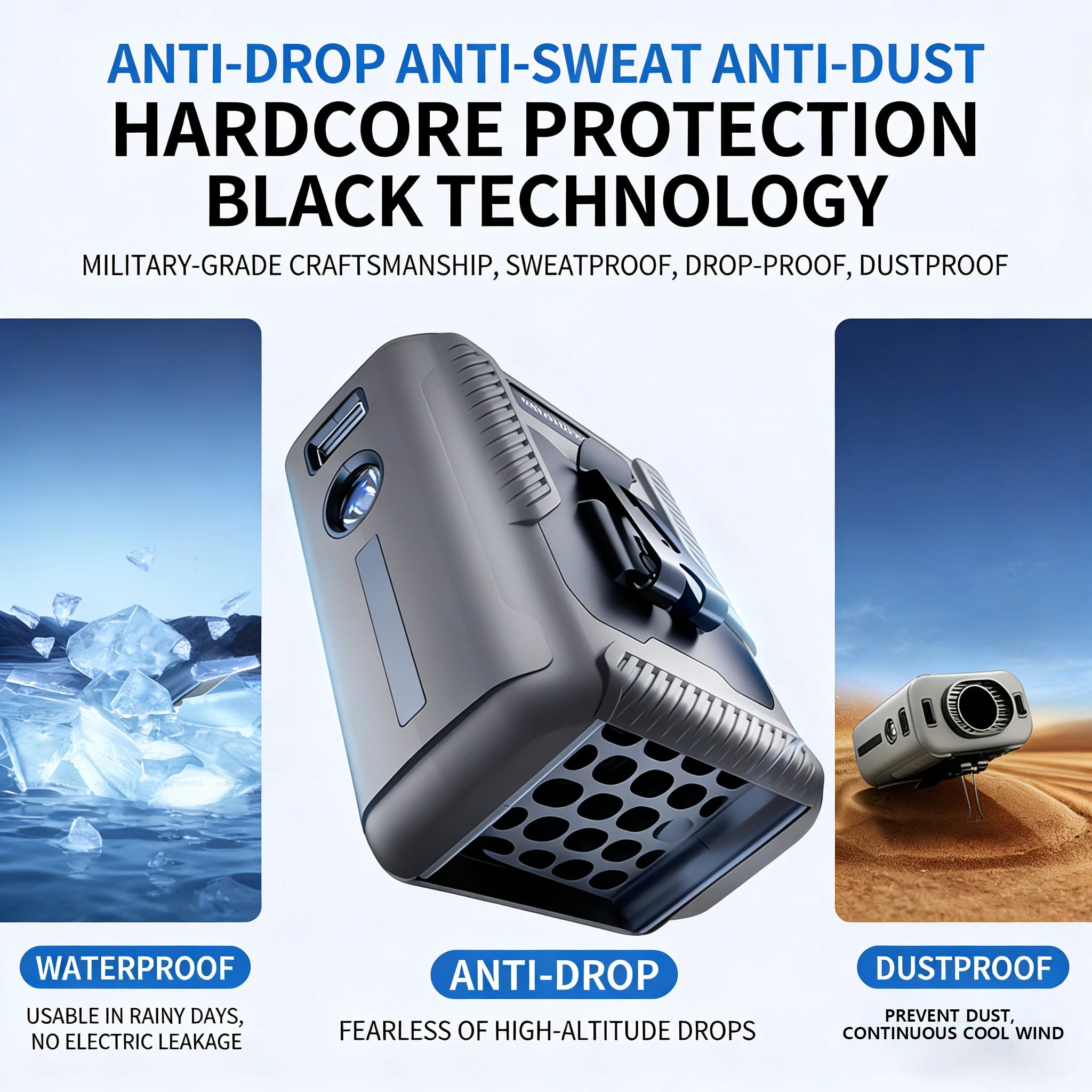 Wearable Waist Fan With LED Light Rechargeable Portable Personal Cooling Fan for Outdoor Work  Air Conditioner-like Cooling