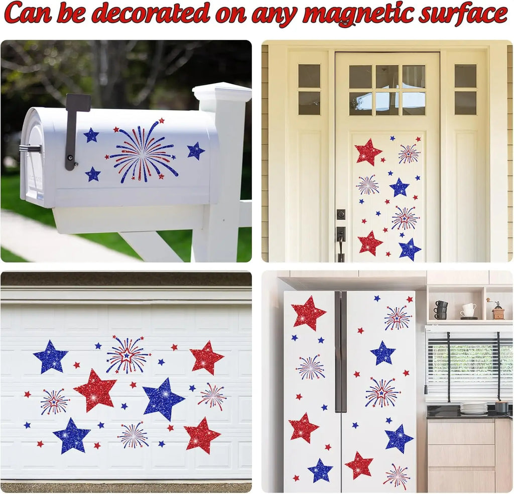 24 Patriotic Theme Garage Door Magnets, 4th of July Magnetic Fridge Sticker, 250th Independence Day Family Pie Decoration