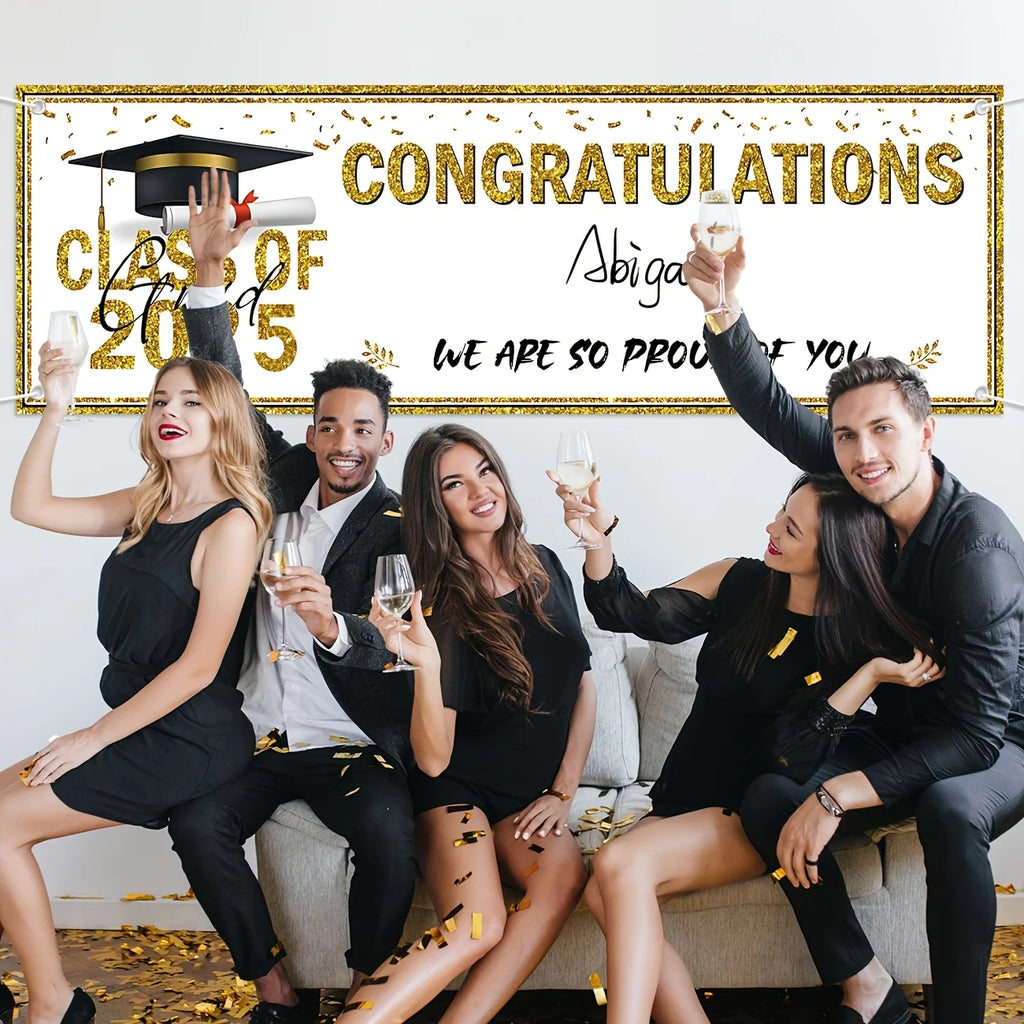 1pcs Graduation Decorats Congratulations Graduate Banner Class of 2025 Personalized Banner Yard Sign You Can DIY Your Name Gifts
