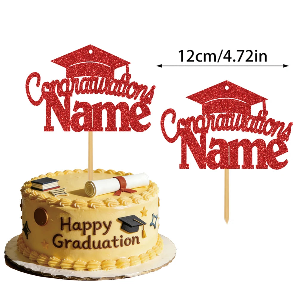 Personalized graduation cake decorations, customizable with your name, are the perfect choice for your 2026 graduation party.