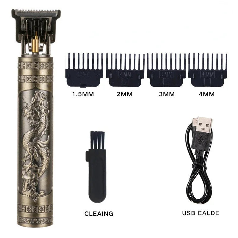 Haircut Razor for Men Rechargeable Clipper Shaver Adult Electric Vintage Clipperrazor Home USB Charging Barber Shop Black Dragon