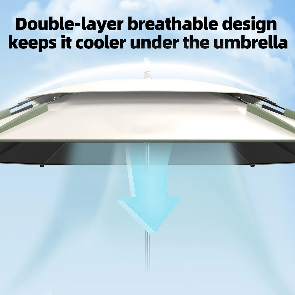 Large Square Fishing Umbrella | Beach Sun Umbrella UPF 50+ Sun UV Protection Waterproof Windproof Foldable Portable Adjustable