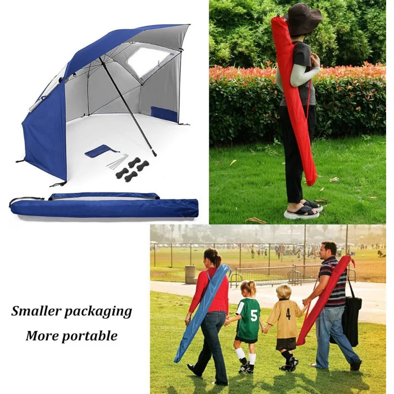 Windproof Beach Umbrella UPF 50+ With Sand Anchor & Tilt Portable Foldable Sunshade For Patio Garden Pool Backyard Lawn Outdoor