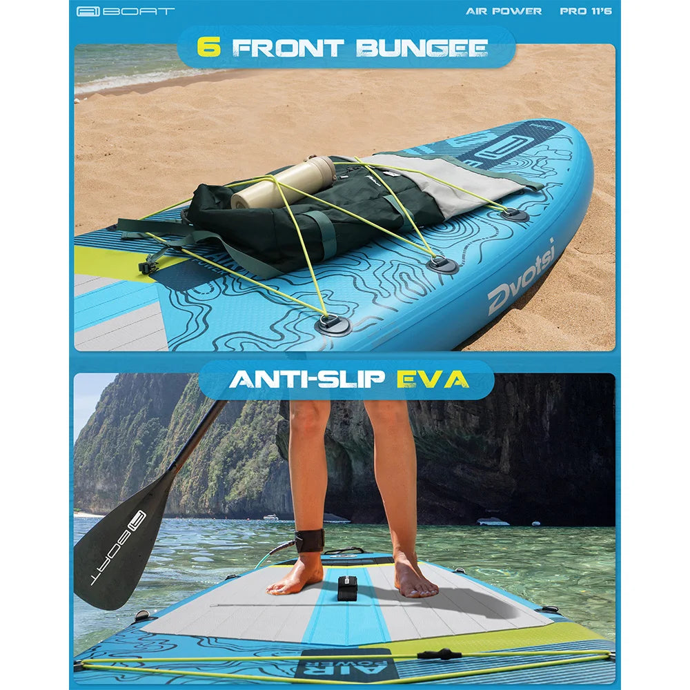 AIBOAT Blue SUP Waterproof Inflatable Paddle Board 11'6''x35''x6'' Adult Standing Style Aquatic Fishing With Accessories SUB