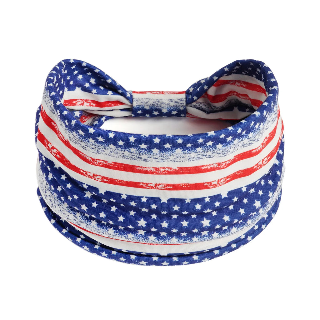 American Flag Headbands Women 4th of July Head Band Wide Turban Headwrap Red White and Blue Hairbands USA Patriotic Accessories