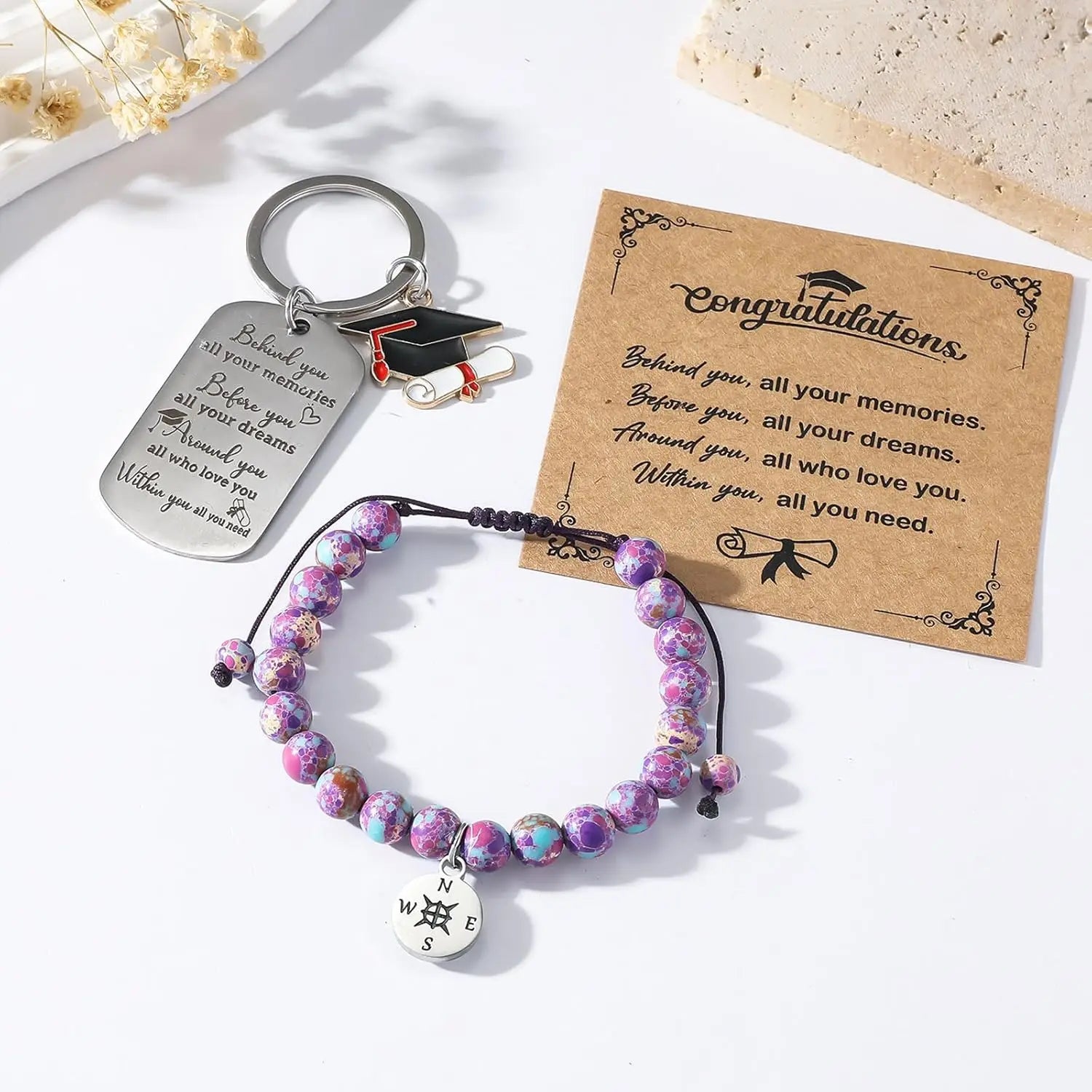 2026 Graduation Gift for Her Him Inspirational Graduation Gifts Bracelets Keychain Graduation Jewelry for Best Friend Student