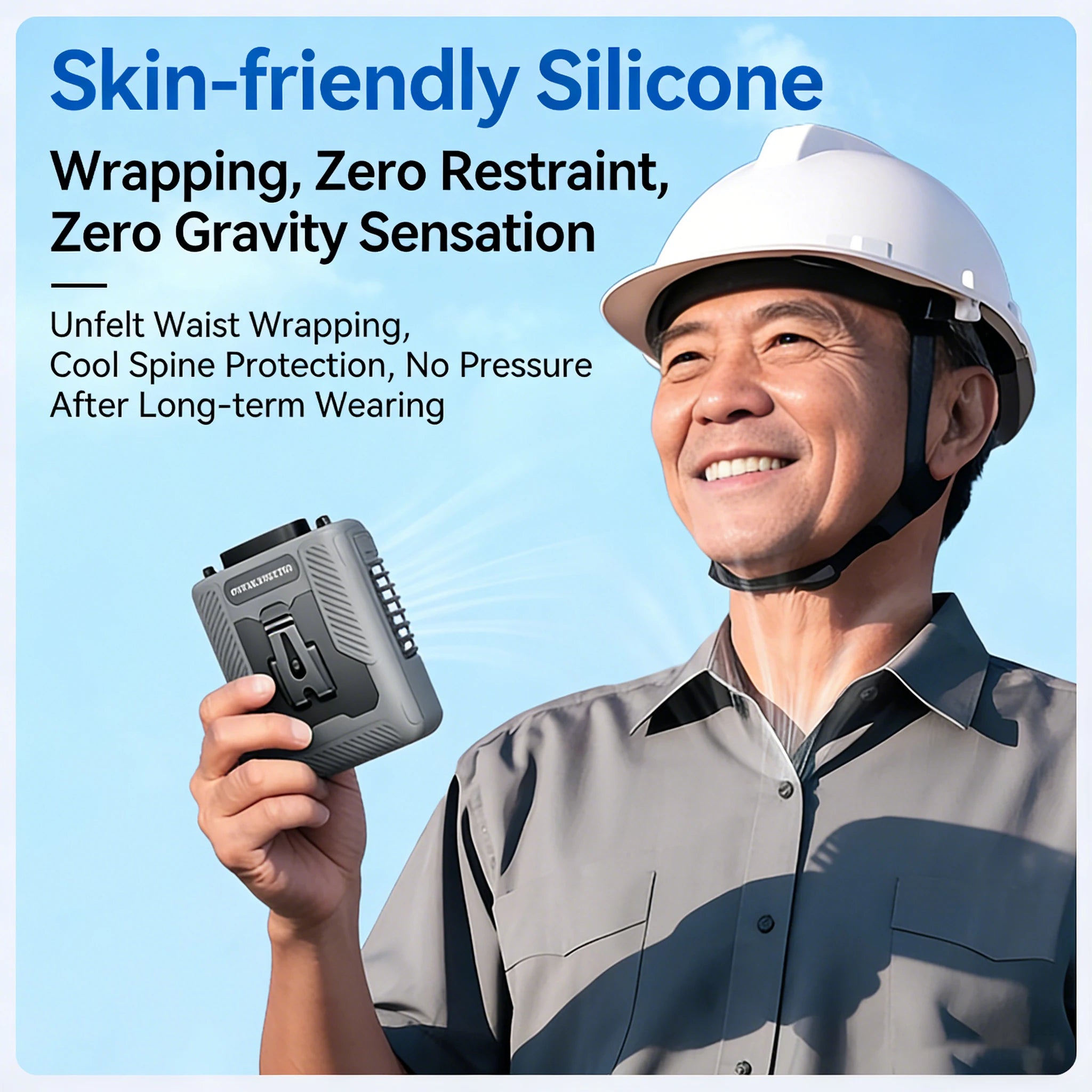 Wearable Waist Fan With LED Light Rechargeable Portable Personal Cooling Fan for Outdoor Work  Air Conditioner-like Cooling