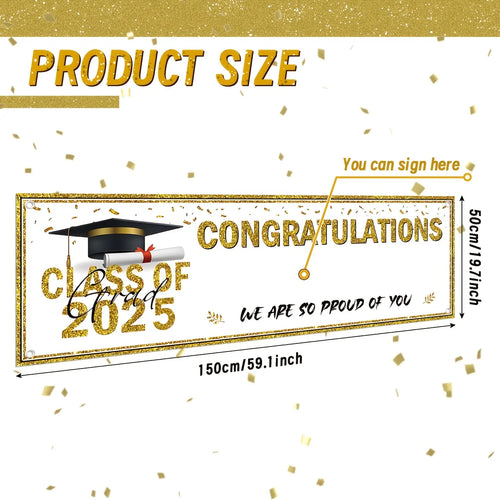 1pcs Graduation Decorats Congratulations Graduate Banner Class of 2025 Personalized Banner Yard Sign You Can DIY Your Name Gifts