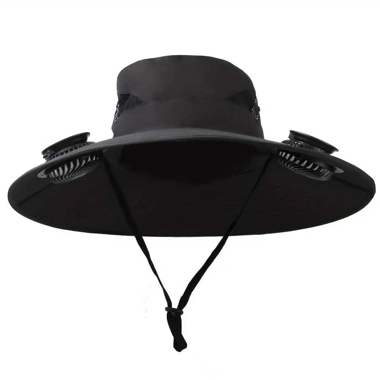 Outdoor Solar Fan Hat UV Protection Sun Hat with 2 Solar Powered Fans Cap Breathable Wide Brim Fishing Hat for Camping Hiking