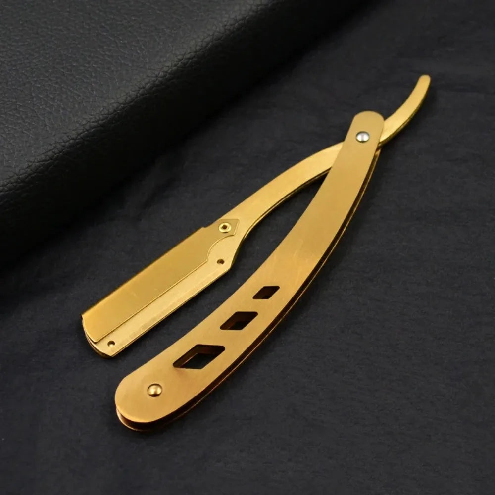 1Pcs Men Shaving Barber Tools Hair Razor and Blades Antique Black Folding Shaving Knife Unisex Hair Removal (Without Blade)