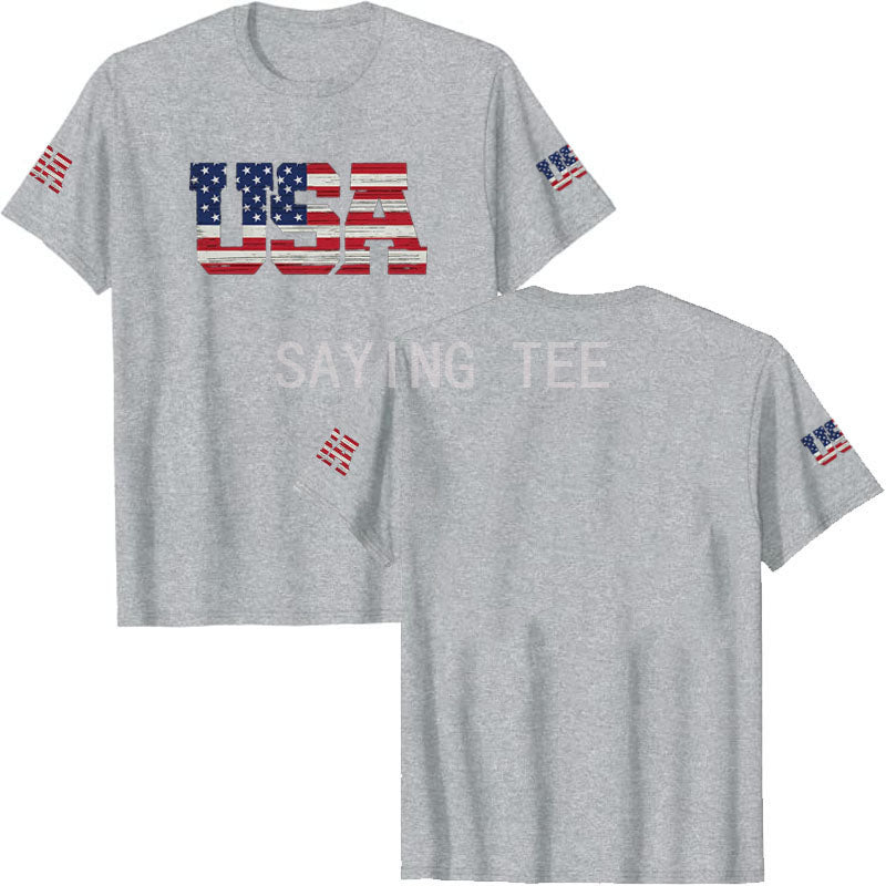 American Flag T-Shirt Men July 4th Patriotic USA Stars and Stripes Tee Defend The Police Sayings Graphic Tee Tops Men Clothing